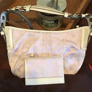 Coach shoulder bag with matching keychain wallet